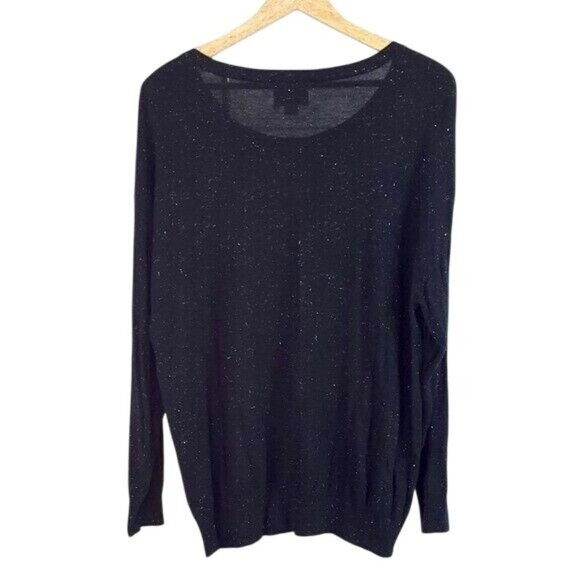 Avenue Womens Sparkle Sweater Black Silver Plus Size 18 20 Long Sleeve Pullover - Picture 4 of 7